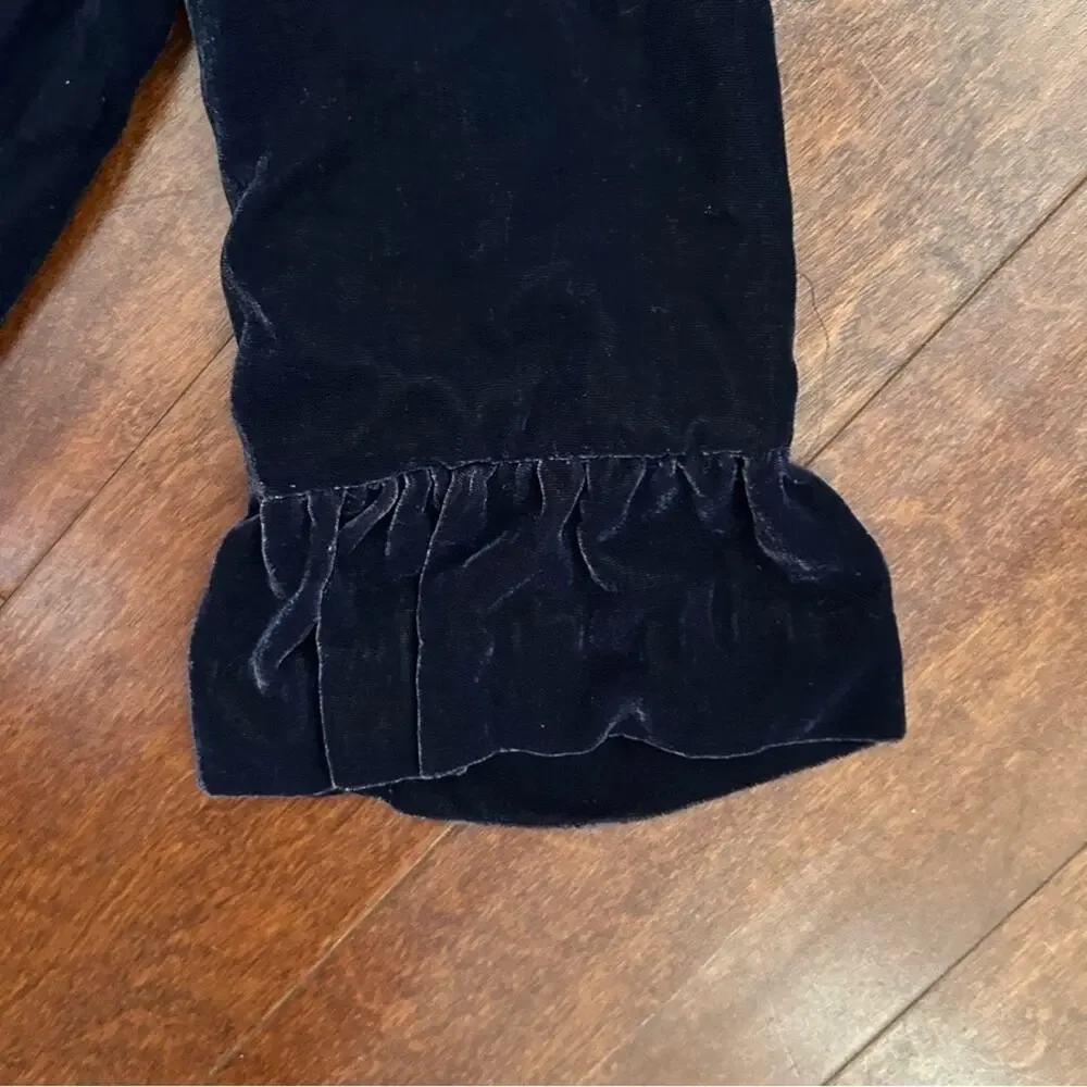 Gymboree Girl’s Dark Blue Tiered Velvet Dress with Bell Sleeves, Size 10